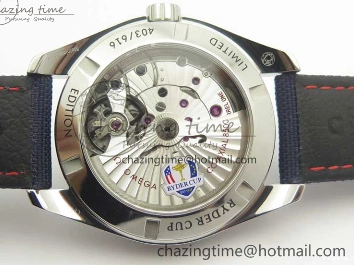 0216 EasyCare Aqua Terra Master Ryder Cup Edition VSF 1:1 Best Edition White Textured Dial on Blue Nylon Strap A8500 Super Clone 8016